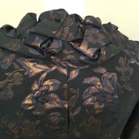 Rickie Freeman Teri Jon Puff Ruffled Collar Metallic Floral Blazer - Picture 8 of 13